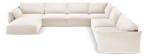 Бежов кадифен ъглов диван (десен ъгъл/U форма) Vanda – Mazzini Sofas