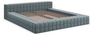 Светлосиньо двойно тапицирано легло с включена подматрачна рамка 160x200 cm Akela – Makamii