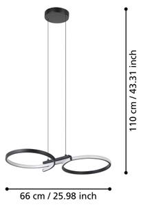 Eglo 901267 - LED Пендел SERPINS LED/21W/230V 3000K черен