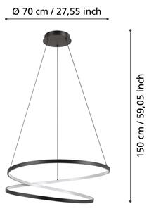 Eglo 901138 - LED Пендел RUOTALE LED/42W/230V 3000K черен