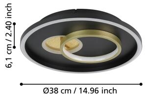 Eglo 901244 - LED таванно осветително тяло TIRIOLO LED/14W/230V+LED/8,5W черно/златно
