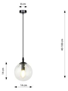 Пендел COSMO 1xE14/10W/230V Ø 14 см черен/прозрачен