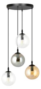 Пендел COSMO 4xE14/10W/230V Ø 40 см черен/сив/бежов/прозрачен