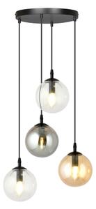 Пендел COSMO 4xE14/10W/230V Ø 40 см черен/сив/бежов/прозрачен