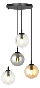 Пендел COSMO 4xE14/10W/230V Ø 40 см черен/сив/бежов/прозрачен