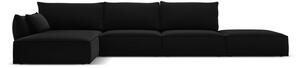 Черен кадифен ъглов диван (ляв ъгъл) Vanda – Mazzini Sofas