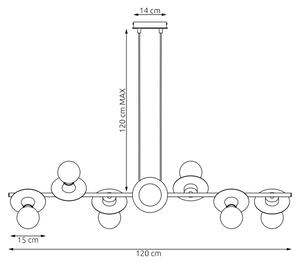 Пендел TOKEN 8xE27/15W/230V черен