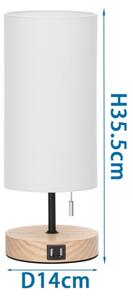 Aigostar - Настолна лампа с USB порт 1xE27/40W/230V черна/кремава