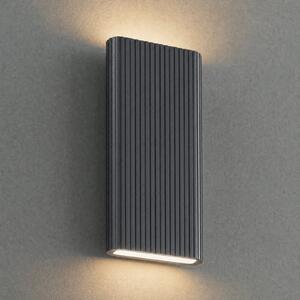 Lucande LED външна стенна лампа Raija, антрацит, височина 40 см, CCT, Сив, Алуминий, Модерен