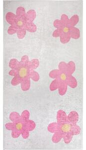 Детски килим подходящ за пране розово и цвят слонова кост 60x100 cm Cute Flowers Pink – Vitaus