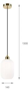 Пендел HARMA 1xE27/15W/230V Ø 14 см бял/златист