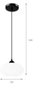 Пендел HARMA 1xE27/15W/230V Ø 25 см бял/черен
