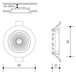 LED Лампа за окачен таван LED/6W/230V 3000K Ø 8,5 cm бял