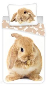 Бяло-кафяво единично памучно детско спално бельо 140x200 cm Bunny – Jerry Fabrics