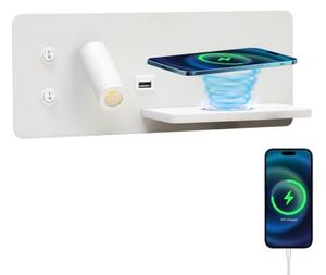 Immax 08285L-LED стенен LED с полка, USB и безжично зареждане, 3W/230V