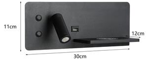 Immax 08287L-LED Стенна лампа с рафт, USB и безжично зареждане LED/3W/230V + LED/3W