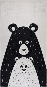 Черно-бял детски килим подходящ за пране 80x120 cm Bear Family – Vitaus