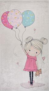 Сетски килим подходящ за пране в розово и цвят слонова кост 80x120 cm Girl & Baloons – Vitaus