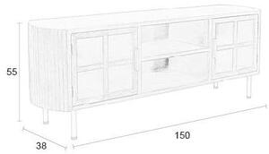 Маса за телевизор от масивно каучуково дърво в естествен цвят 150x55x38 cm Yaz – White Label