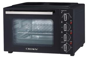 Мини готварска печка Crown CMO-352CER, 35л. обем, 2 нагревателни зони, врата с двойно стъкло, черна
