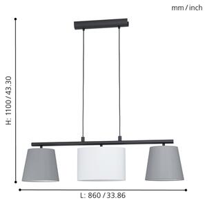 Eglo 55207 - Пендел ALMEIDA 3xE14/25W/230V сив