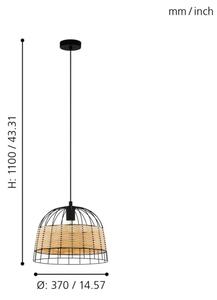 Eglo 55709 - Пендел ANWICK 1xE27/40W/230V ратан