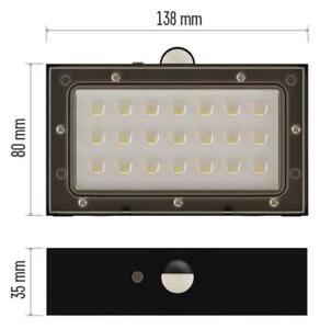 LED соларен прожектор с датчик за движение LED/3,7V 1200mAh 4000K IP65 черен
