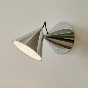 Tom Dixon LED стенна лампа Pose, сребриста, 21 cm, пластмаса, Затъмняване, Металик, Дневна/трапезария, Метал, Дизайн, Кръгла стена