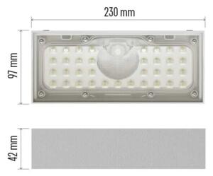 LED соларен прожектор с датчик за движение LED/3,7V 3000mAh 4000K IP65 бял