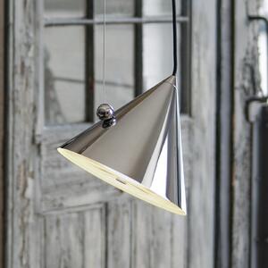 Tom Dixon LED висяща лампа Pose, сребриста, Ø 25 cm, стомана, димер, Затъмняване, Металик, Дневна/трапезария, Метал, Дизайн