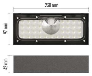 LED соларен прожектор с датчик за движение LED/3,7V 3000mAh 4000K IP65 черен