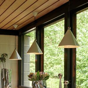 Tom Dixon LED висяща лампа Pose, сиво-бежова, Ø 25 cm стомана dim, Затъмняване, Сив, Дневна/трапезария, Метал, Дизайн
