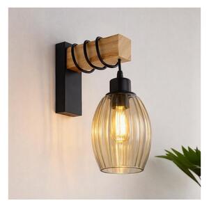 Brilagi - Стенно осветително тяло WOOD GLASS 1xE27/60W/230V бор/черен/димно бежово