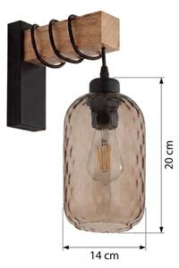 Brilagi - Стенно осветително тяло WOOD GLASS 1xE27/60W/230V бор/черно/опушено кафяво