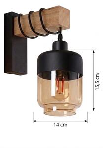 Brilagi - Стенно осветително тяло WOOD GLASS 1xE27/60W/230V борово/черно/опушено кафяво