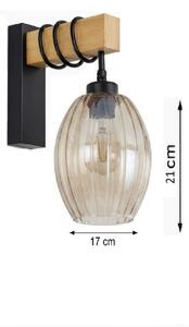 Brilagi - Стенно осветително тяло WOOD GLASS 1xE27/60W/230V бор/черен/димно бежово