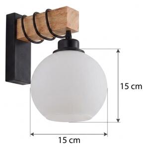 Brilagi - Стенно осветително тяло WOOD GLASS 1xE27/60W/230V бор/черен/бял