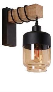Brilagi - Стенно осветително тяло WOOD GLASS 1xE27/60W/230V борово/черно/опушено кафяво