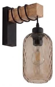 Brilagi - Стенно осветително тяло WOOD GLASS 1xE27/60W/230V бор/черно/опушено кафяво