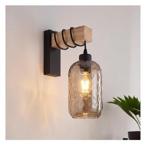 Brilagi - Стенно осветително тяло WOOD GLASS 1xE27/60W/230V бор/черно/опушено кафяво