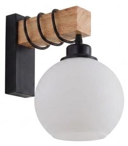 Brilagi - Стенно осветително тяло WOOD GLASS 1xE27/60W/230V бор/черен/бял