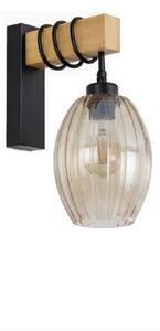 Brilagi - Стенно осветително тяло WOOD GLASS 1xE27/60W/230V бор/черен/димно бежово