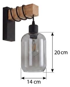 Brilagi - Настенно осветително тяло WOOD GLASS 1xE27/60W/230V борово/черно/димчато сиво
