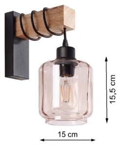 Brilagi - Настенно осветително тяло WOOD GLASS 1xE27/60W/230V борово/черно/опушено бежово