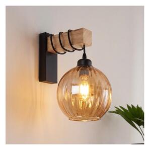 Brilagi - Стенно осветително тяло WOOD GLASS 1xE27/60W/230V бор/черен/опушено кафяво