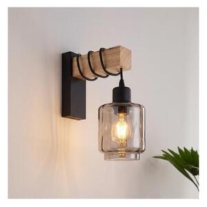 Brilagi - Настенно осветително тяло WOOD GLASS 1xE27/60W/230V борово/черно/опушено бежово