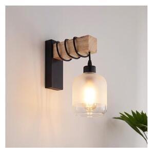 Brilagi - Стенно осветително тяло WOOD GLASS 1xE27/60W/230V бор/черен/бял