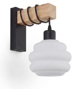 Brilagi - Стенно осветително тяло WOOD GLASS 1xE27/60W/230V бор/черно/бяло
