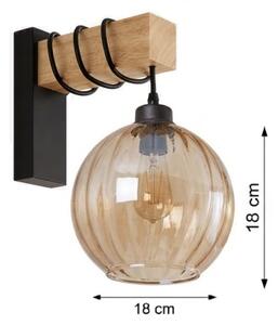 Brilagi - Стенно осветително тяло WOOD GLASS 1xE27/60W/230V бор/черен/опушено кафяво