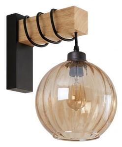 Brilagi - Стенно осветително тяло WOOD GLASS 1xE27/60W/230V бор/черен/опушено кафяво